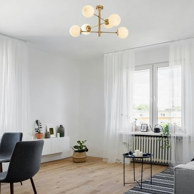 Suspension salle à manger - 6 globes, effet laiton SIERRE PIER IMPORT