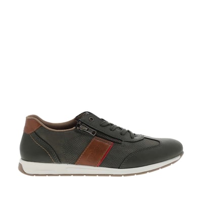 Sneakers en cuir marine à talon plat et à lacets ronds avec zip latéral RIEKER