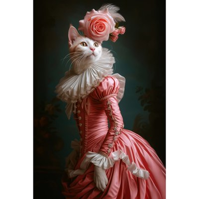 Tableau Mural Chat En Robe Rose Style Rococo INSOLITE CEANOTHE