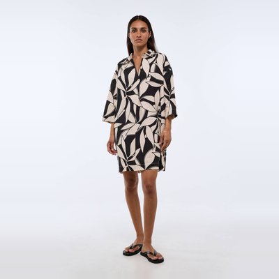 Robe courte imprimée contenant du lin MONOPRIX