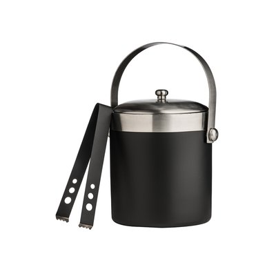 Ice Bucket with Tongs in Black/Silver SO'HOME