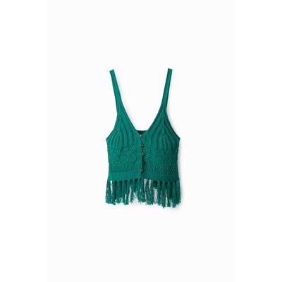 Top à bretelles en crochet - GREEN - XL DESIGUAL