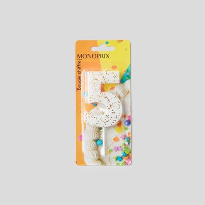 Bougie chiffre 5 MONOPRIX MAISON