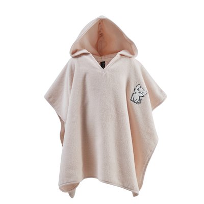 Poncho de bain enfant 4/8 ans coton peigné Zéro Twist BABY SOFT MINOU MIAOU SENSEI MAISON