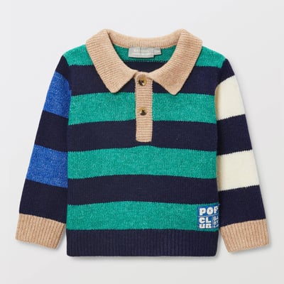 Pull manches longues col polo rayé BOUT'CHOU