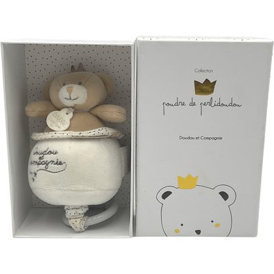 Peluche Musicale Ours Petit Roi 14 cm - Bon état DOUDOU ET COMPAGNIE