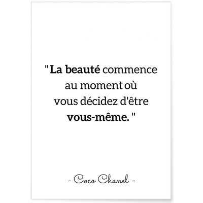 Affiche Citation Coco Chanel : 'La beauté commence…' L'AFFICHERIE