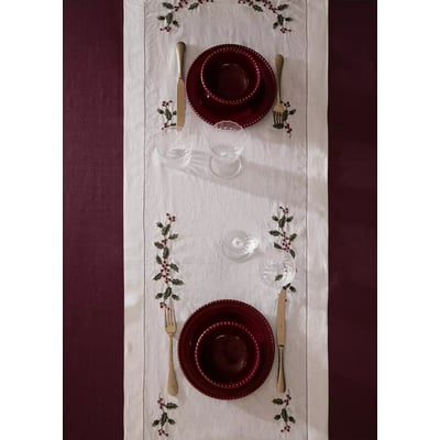 Chemin de table en lin broderie ajourée MANGO HOME