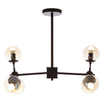Matt Black and Glass Orb 6 Bulb Ceiling Light SO'HOME