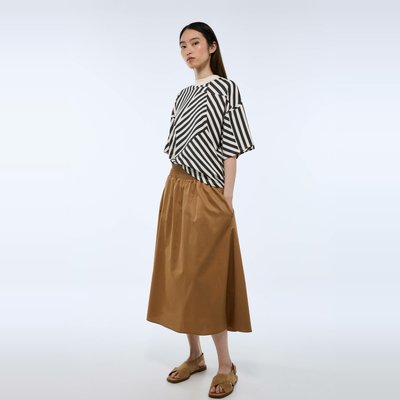 Jupe midi taille smockée unie en coton BIO GOTS MONOPRIX