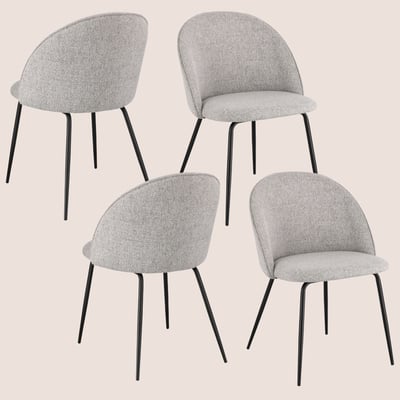 Chaises de salle à manger en métal et tissu (lot de 4) - DIANE HELLIN, DEPUIS 1862