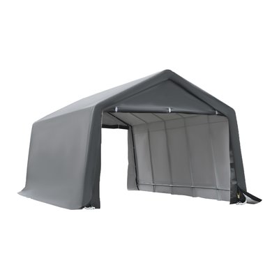 Tente garage carport acier galvanisé PE haute densité blanc gris OUTSUNNY
