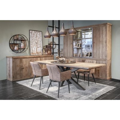 Table à manger rectangulaire en bois et métal L200 - LINAS HELLIN, DEPUIS 1862