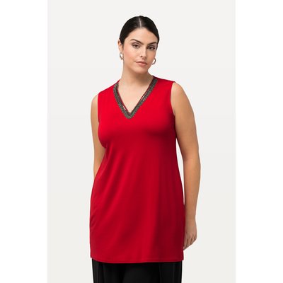 Top sans manches. Col tunisien et perles. ULLA POPKEN