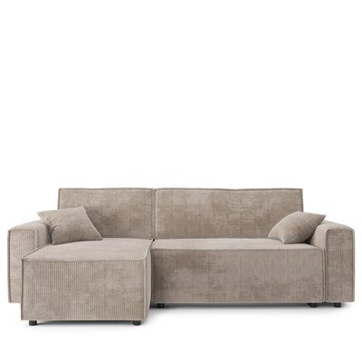 Canapé d'angle réversible convertible en velours côtelé avec coffre L251cm - CLEMENCE DRAWER