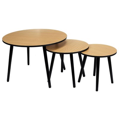 Trio de tables gigogne Indus - Noir et Bois TOILINUX