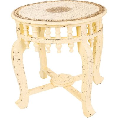 Table d appoint  en bois de manguier et laiton sculpté RECOLLECTION