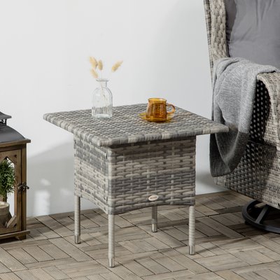 Table basse de jardin résine tressée gris OUTSUNNY