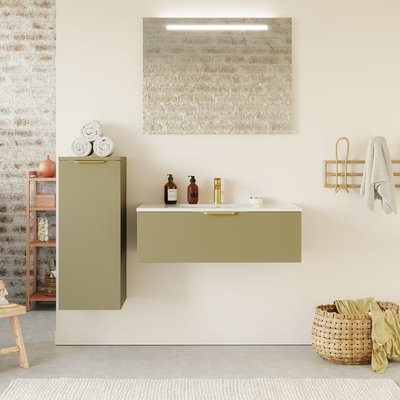 Ensemble vasque intégrée 1 tiroir + miroir - VENICE HOMIFAB