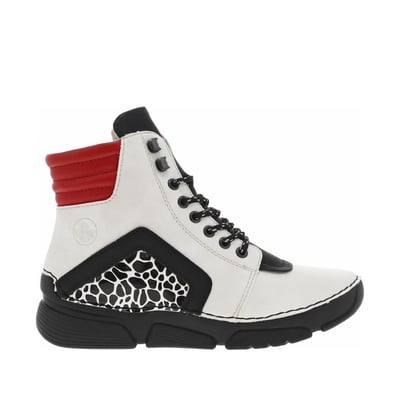 Bottines écrues à talon compensé bas avec des lacets et un zip latéral RIEKER