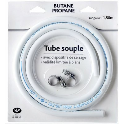 Tuyau de gaz souple avec 2 colliers de serrage 1,50m - ADDAX