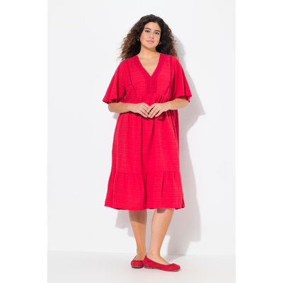 Robe midi en seersucker. Décolleté ULLA POPKEN