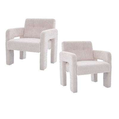Lot de 2 fauteuils contemporains en tissu chenille, RAMONB2PCS MEUBLES COSY
