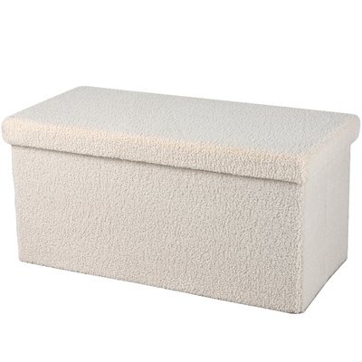 Banquette coffre de rangement doudou beige 76x37.5x37.5cm WADIGA