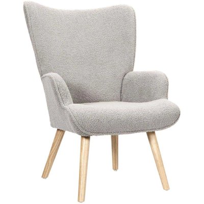 Fauteuil en tissu bouclette et bois Rhea CMP