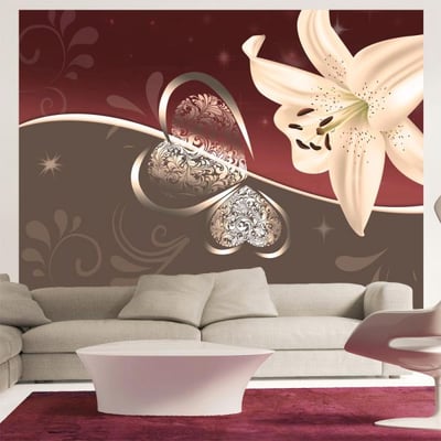 Papier peint intissé panoramique Fleurs Cream lily EDEN