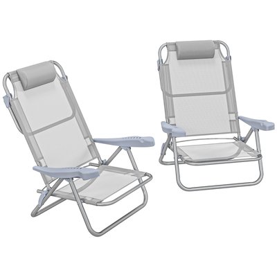 Lot de 2 chaises de jardin camping pliables inclinables OUTSUNNY
