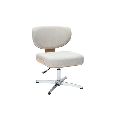 Chaise de bureau en tissu effet velours texturé gris et bois foncé noyer HANZ MILIBOO