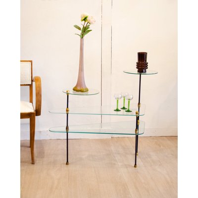 Étagère modulable en verre et métal Isabelle N°291 - Bon état DEBONGOUT