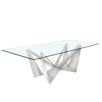 Table à manger rectangulaire verre trempé et acier chromé ANGEL CERDA