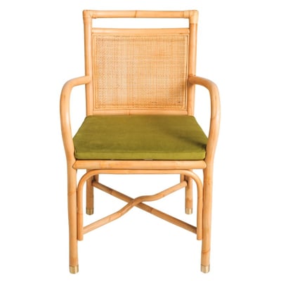 Fauteuil de table rotin et velours RIVIERA KOK