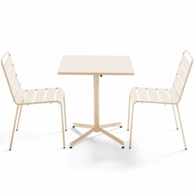 Salon de jardin table carrée et 2 chaises en métal, PALAVAS OVIALA