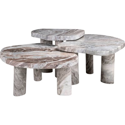 Table basse gigogne en marbre, Lot de 3 RECOLLECTION