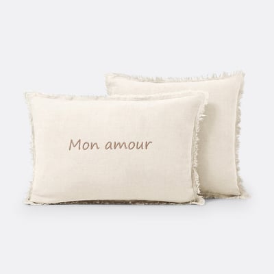 Housse coussin pur lin lavé personnalisée, Linange LA REDOUTE INTERIEURS