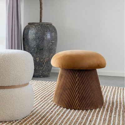 Pouf design forme champignon, couleur moutarde BRUGES PIER IMPORT