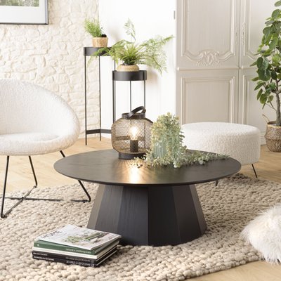 Table basse moderne ronde bois - métal noir  CORUMBA PIER IMPORT