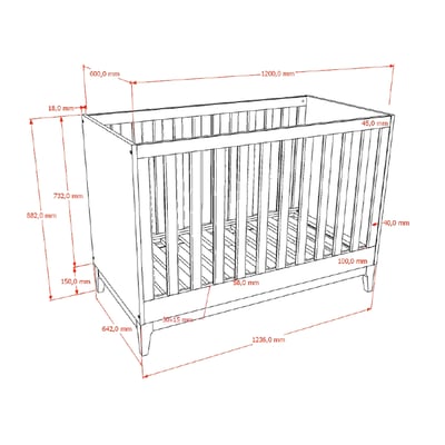 Lit Bébé ilyas 60x120 noyer VIPACK