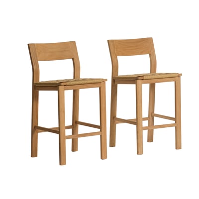 Lot de 2 chaises de bar de jardin en teck  PIANA BERAH GETAH
