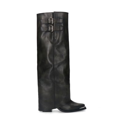 Bottes hautes en cuir à rabat SACHA