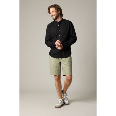 Chemise unie en lin avec col mao et manches longues SMITHY DEELUXE