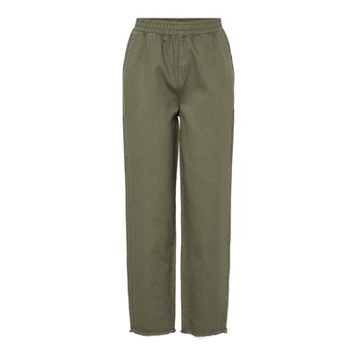 Pantalon droit frangé, taille haute PIECES