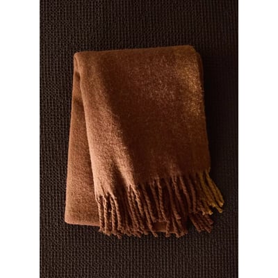Couverture en laine cardée détail franges MANGO HOME