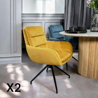 Fauteuil de table pivotant en velours moutarde (lot de 2) PALERME PIER IMPORT