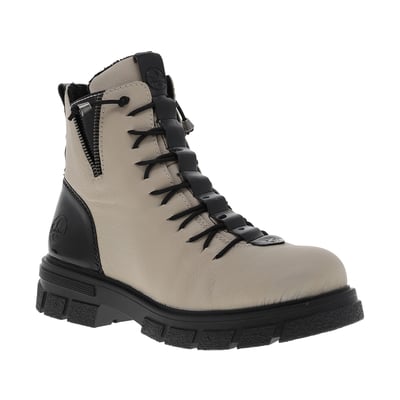 Bottines écrues à talon décroché bas avec un zip des lacets élastiqués RIEKER