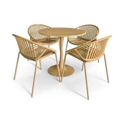 Ensemble table et 4 fauteuils en polypropylène et métal, CALYPSO NOW'S HOME