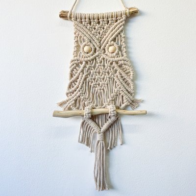 Decoração de parede em macramé CORUJA, Macramar MACRAMAR